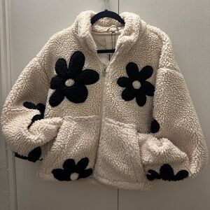 BLANKNYC Wild At Heart Jacket in Off White & Black L NWT
